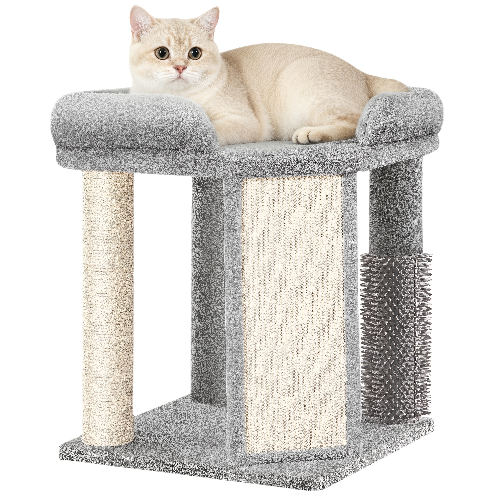 TEMU Cat Tree For Indoor Cats, 48cm Cats Tower With Cat Scratching Post, Large Top Platform, 1pc Scratching Board, Grooming Post, Light Grey