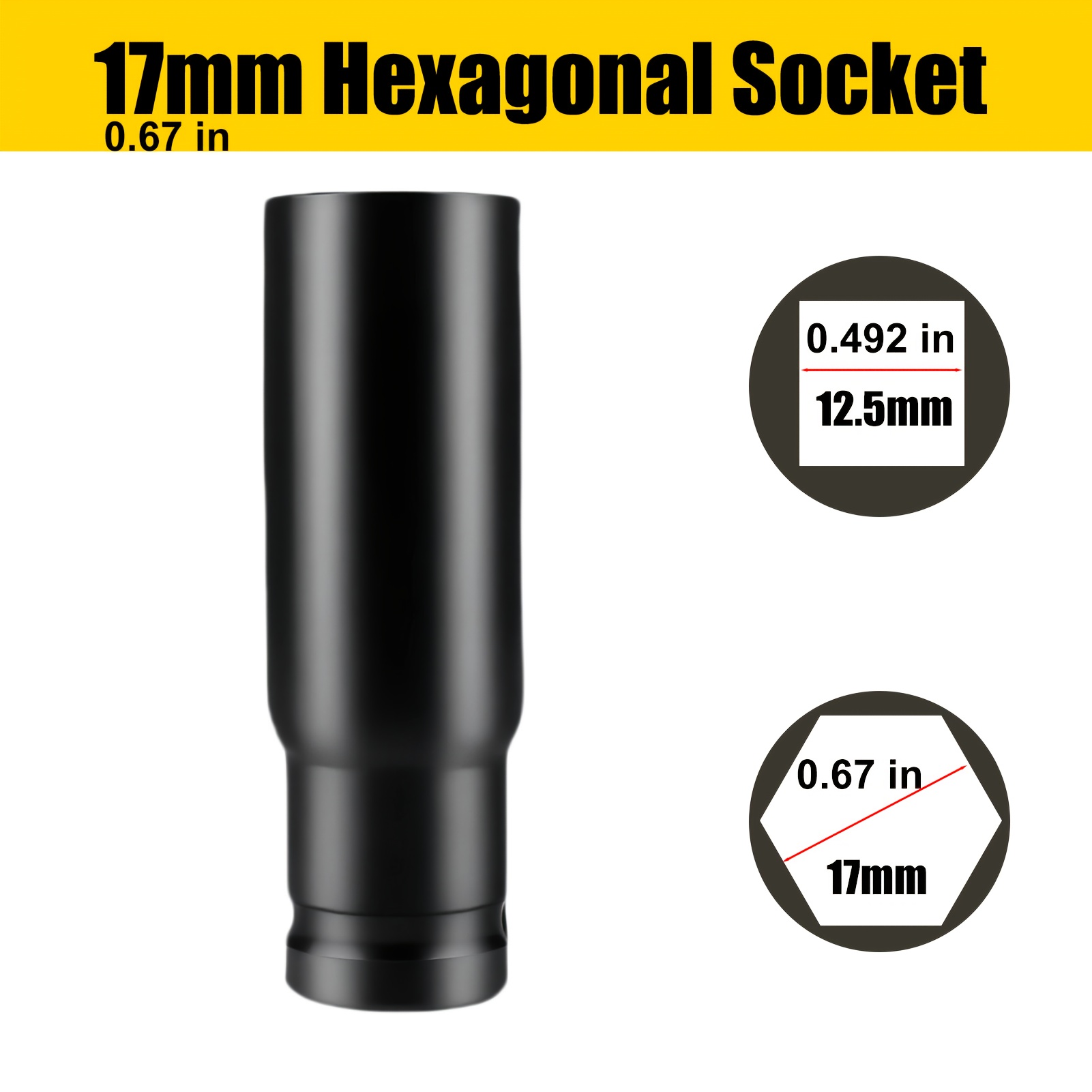 Image of 1pc 1/2inch -point Impact Socket 8-24mm Metric Sizes Carbon Steel Impact Socket