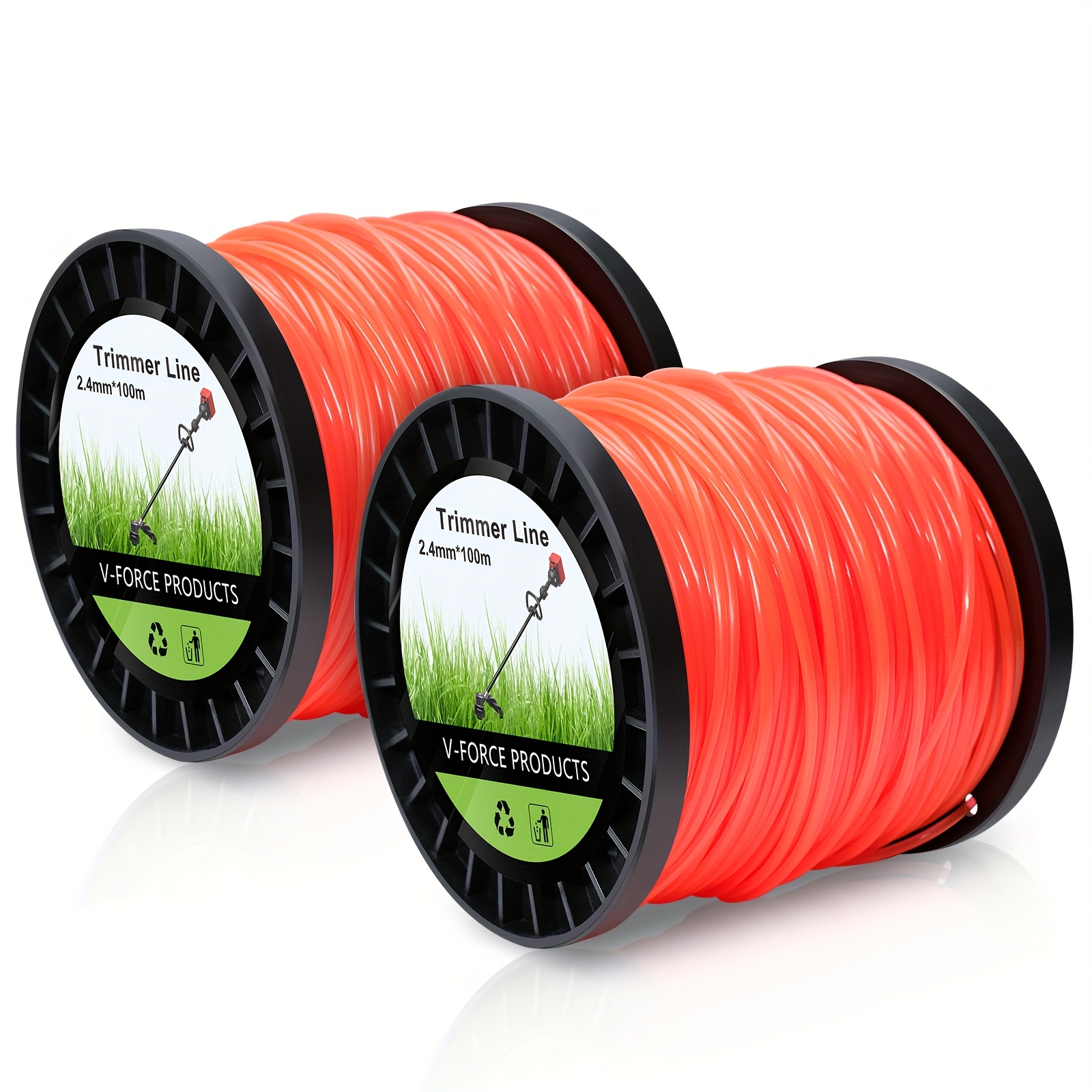 TEMU 2pcs Orange Trimmer Line, Premium Nylon Eater String, 095 Heavy-duty Trimmer Line For Most Handheld Trimmers, Suitable For Yard, Lawn, And Field