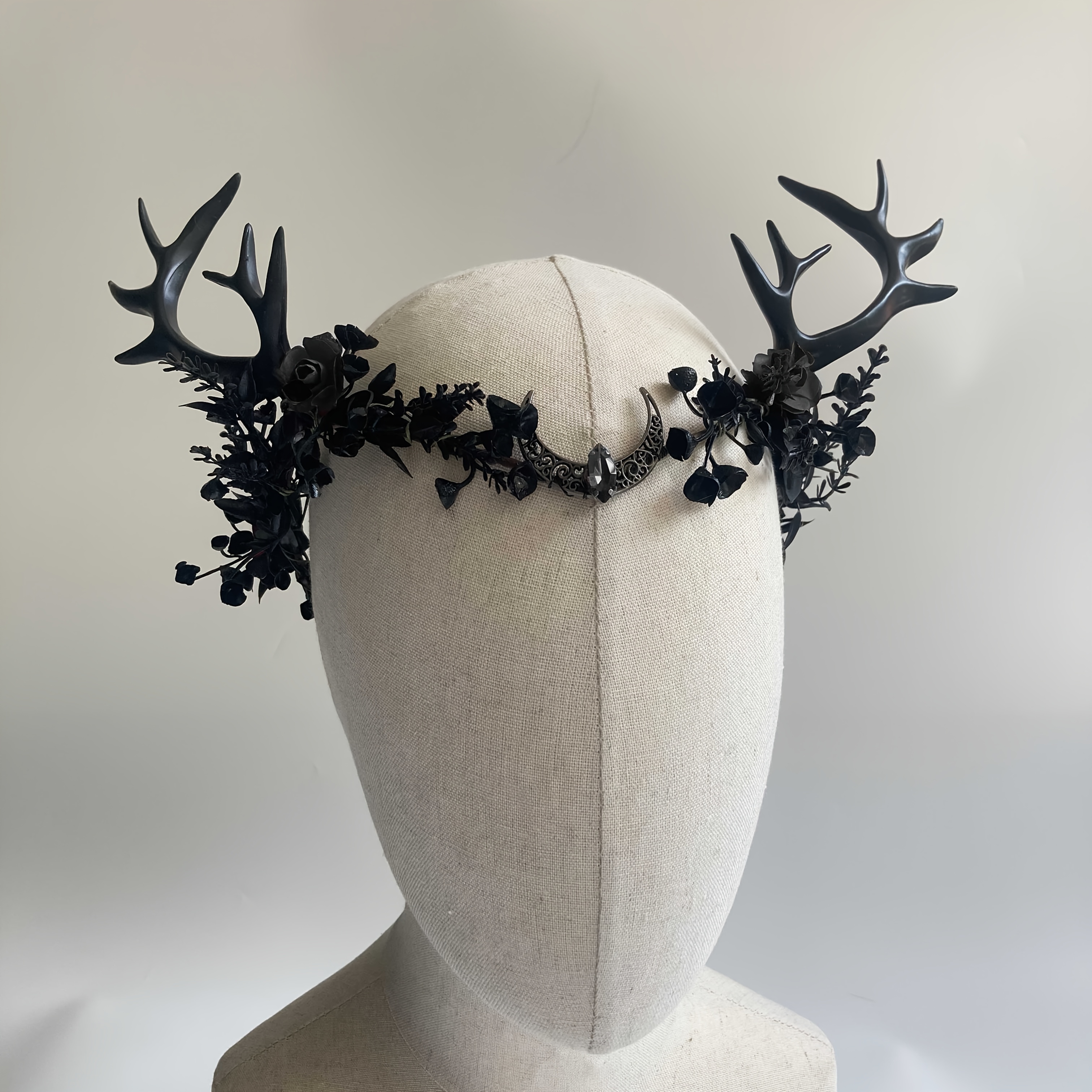 Gothic botanical moon headpiece