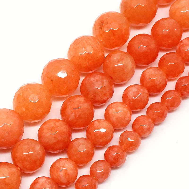 

4/6/8/10mm Natural Stone Faceted Orange Chalcedony Gorgeous Loose Spacer Beads For Jewelry Making Diy Special Unique Lively Bracelet Necklace Earrings Beaded Supplies Women Gifts