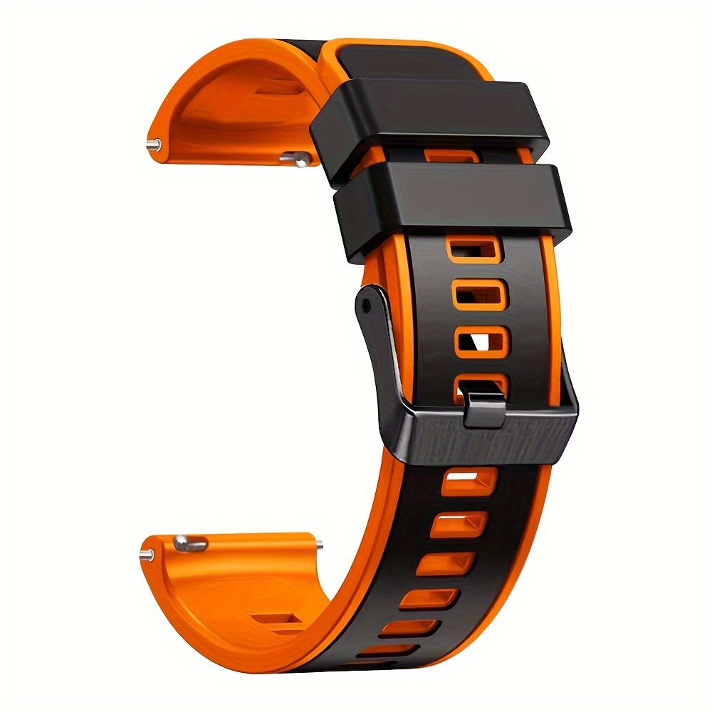 TEMU 1pc 22mm Silicone Sports Watch Band, Fashionable Non-textile Breathable Strap With Deployant Clasp, Replacement Accessory For Huawei For Garmin