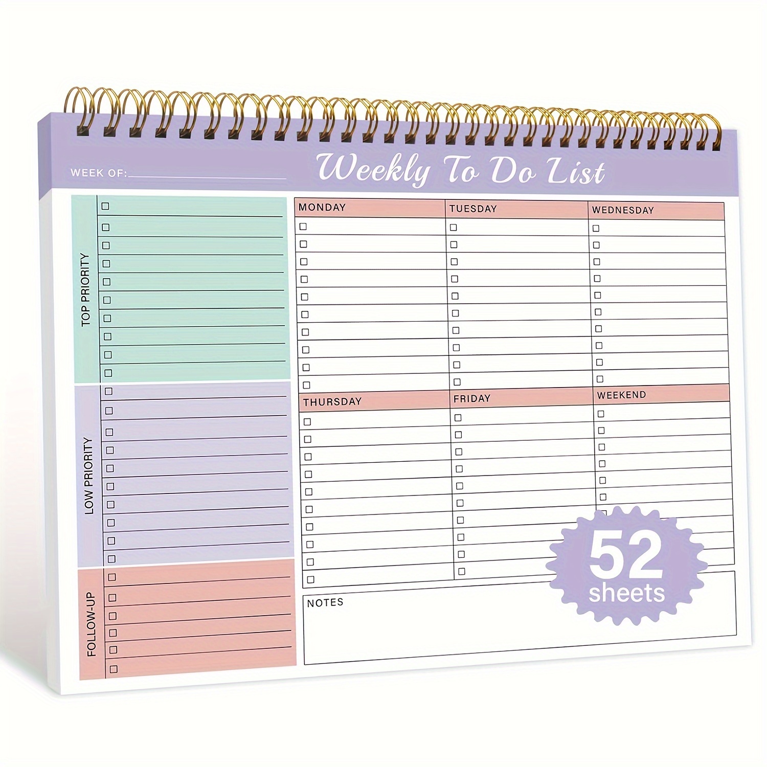 

1- Weekly - 52 Sheets - 8.5" X 11" - , School, And Organizer