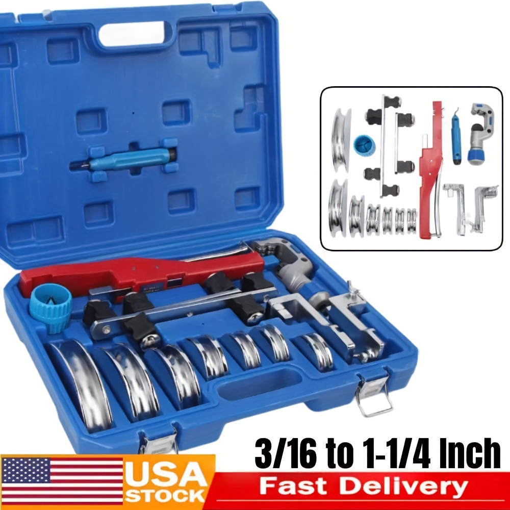 

Tube Bender Kit Compact Tubing Bender Multiple Sizes Bending Heads 3/16 To 1-1/4 Inch Pipe Cutter Capacity