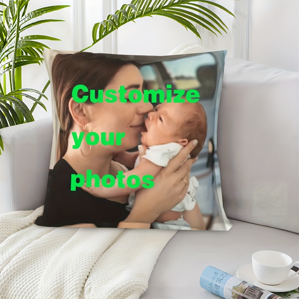 

Custom Photo Throw Pillow - Personalized 18x18 Inch Cushion With Insert, Perfect For Valentine's Day & Wedding Anniversaries, Soft Plush Material, Zip Closure