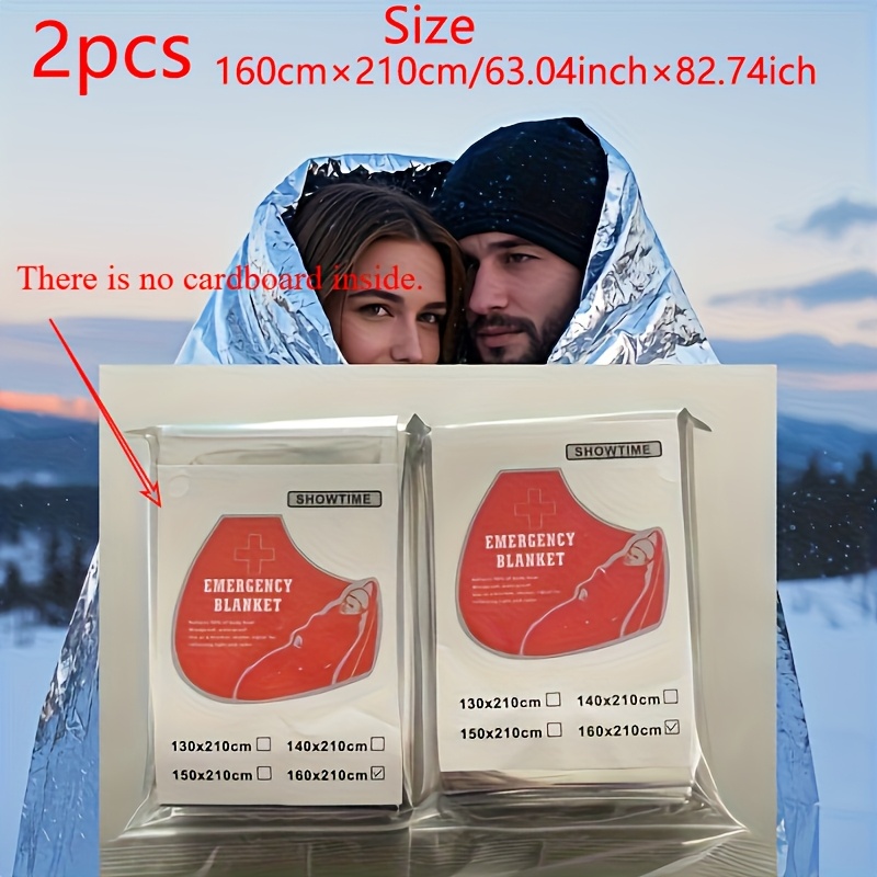 2 Pack Extra Large Foil Blanket - Extra Long (62.0x83.0 Inches) Thermal Lightweight Foil, Camping Hiking Evacuation Home Use