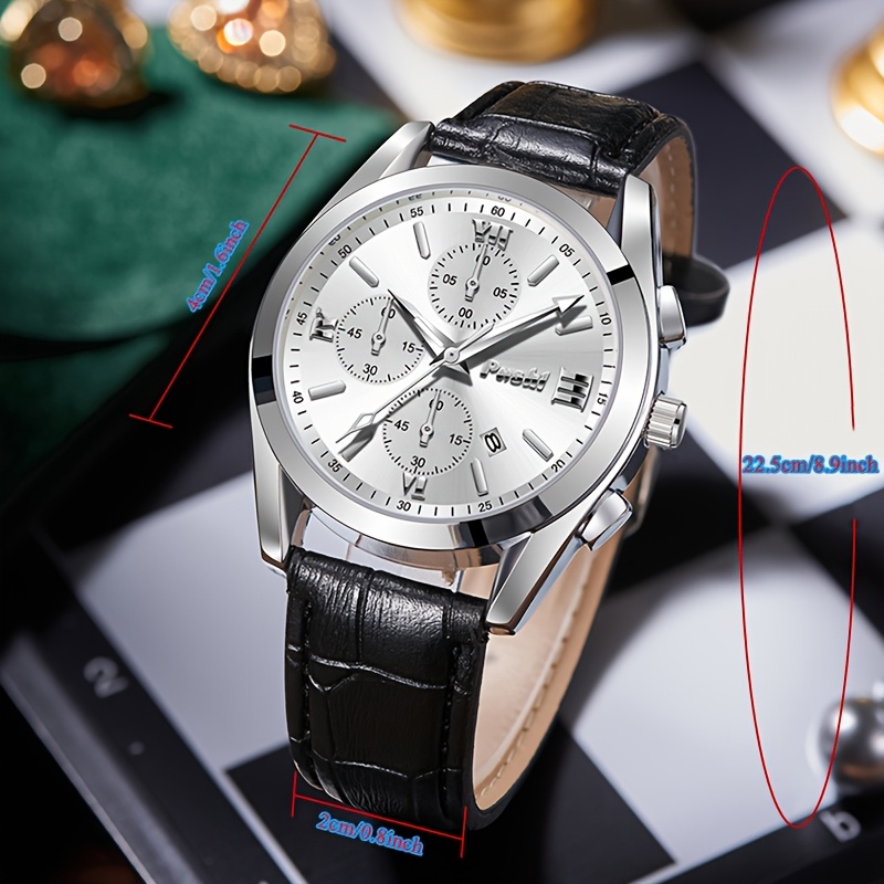 Unisex Quartz Watch with PU Strap, Multifunctional Design