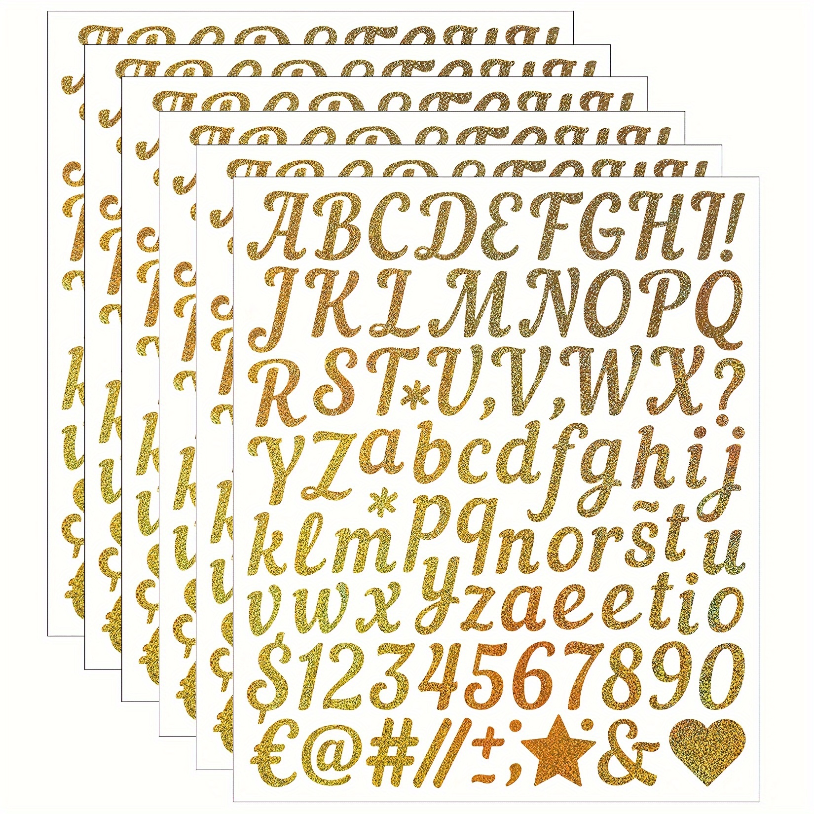 

Golden Alphabet & Number Stickers - 528 Self-adhesive Vinyl Decals, Water Bottles, Scrapbooking, Greeting Cards & Diy Crafts