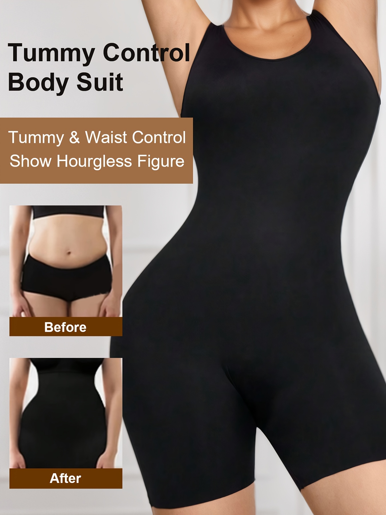 Women'S Shapewear Bodysuits Backless Body Shaper With Tummy Control And  Butt Lift Tightens For Smoothing Solid Color, Seamless,