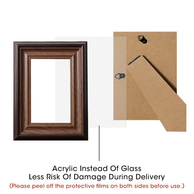 Premium Two-Tone Walnut Wood Color Photo Frame | Faux Wood Grain Texture Design | Horizontal/Vertical Dual Display for Wall Mounting | Light Luxury Home Decor Photo Frame | Suitable for Photo Walls and Home Ambiance Decoration