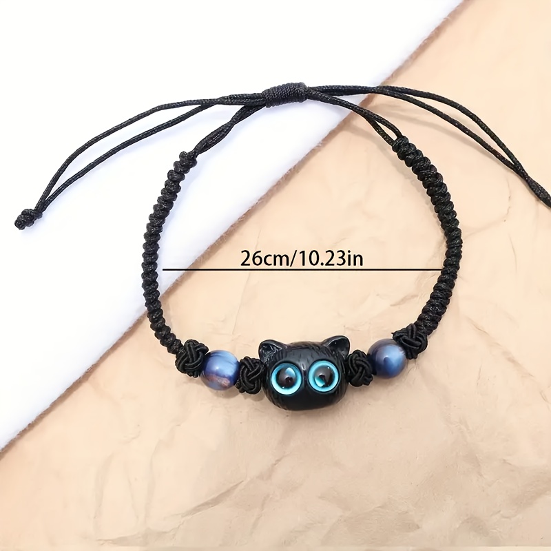 Vintage Cat Charm Bracelets with Glowing Eyes & Stones