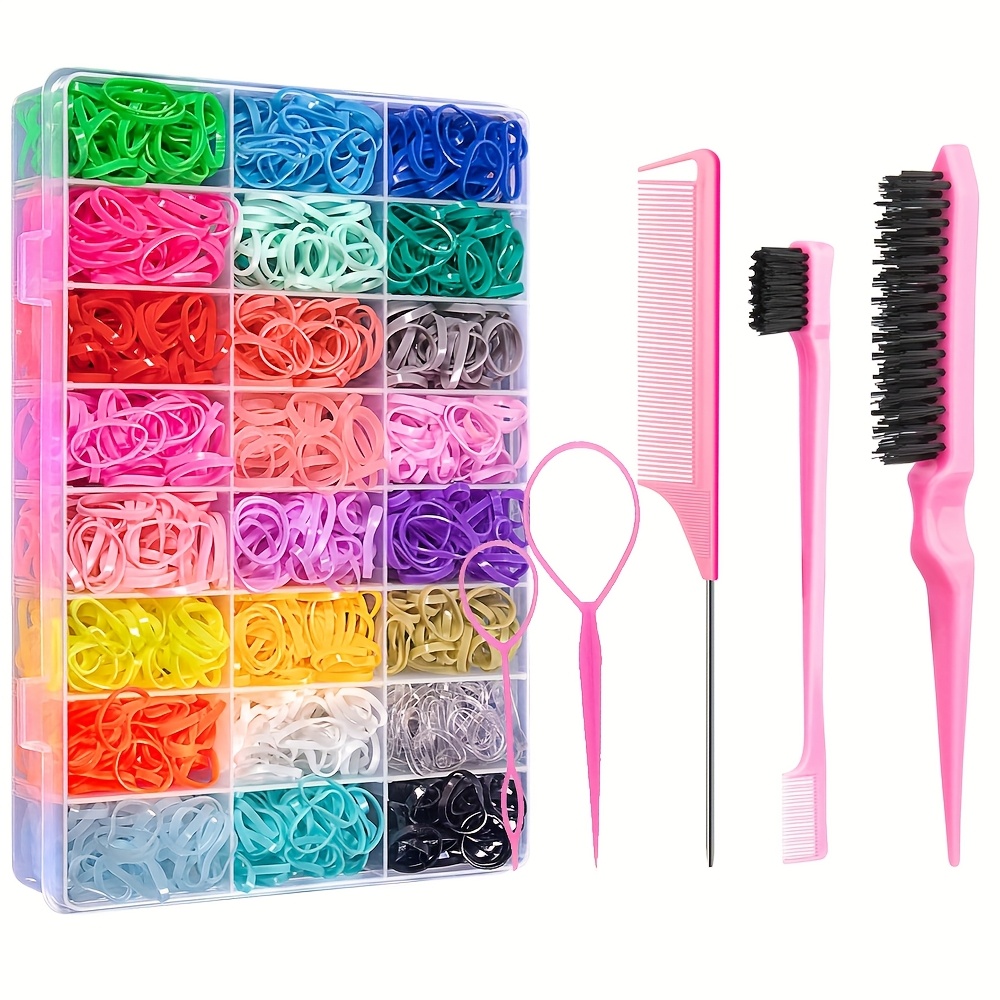 2000 Elastic Hair Rubber Bands, 24 Colors ' Headbands, Elastic Bands with Hair Ties for