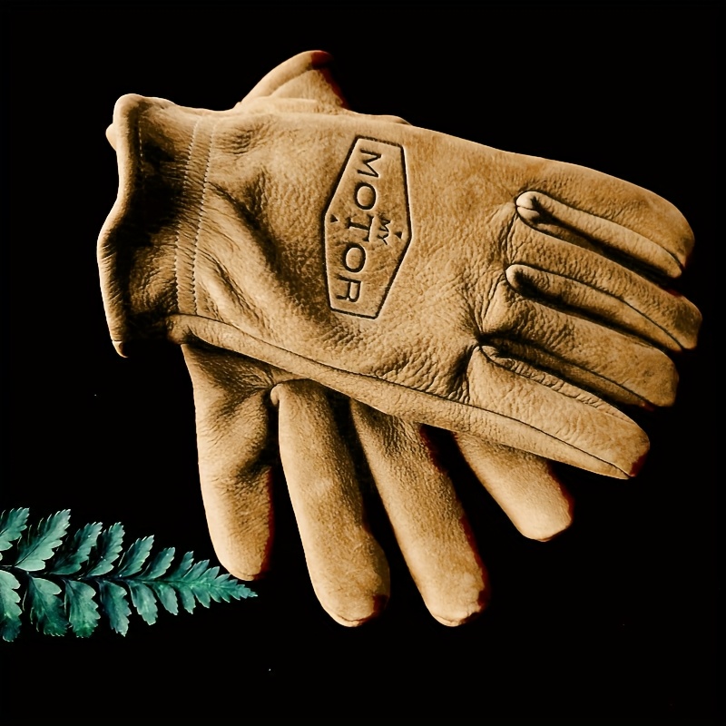 Retro Motorcycle Gloves With Frosted Head Layer Cowhide Unisex Durable Warm Camping Gloves Outdoor Sports Gift