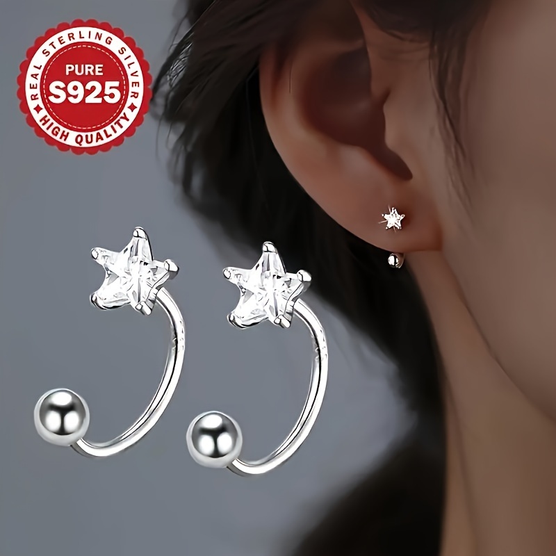 

Boucles d'Oreilles Clous Élégantes en d'Étoile en Argent S925 - Légères, Parfaites Décontractée ou Cadeau