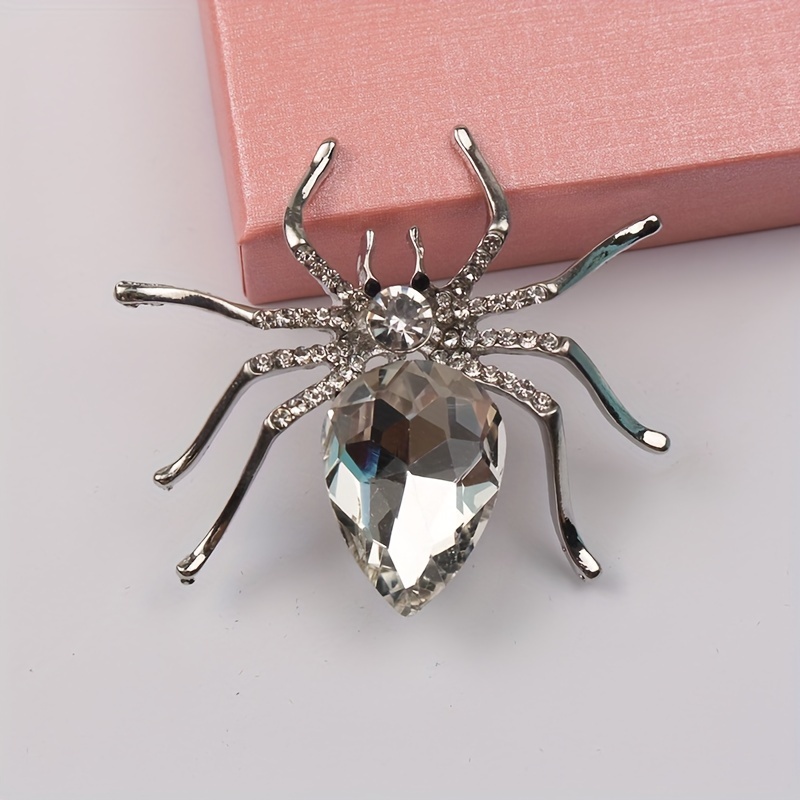 

Vintage Style Spider Brooch Pin With Large Rhinestone Crystal And Irregular Shape - Fashionable Accessory For Clothing Wholesale