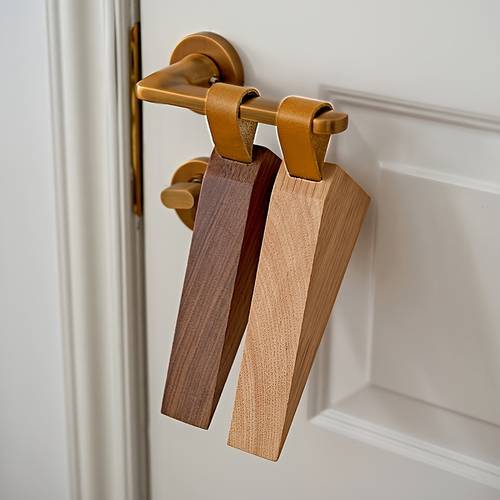 2 stk. türstopper aus massivholz, erhöhter kreativer türkeil gegen zuschlagen für schlafzimmer, beweglicher holz--kollisions-türstoßfänger zum überwerfen mit rutschfester unterseite