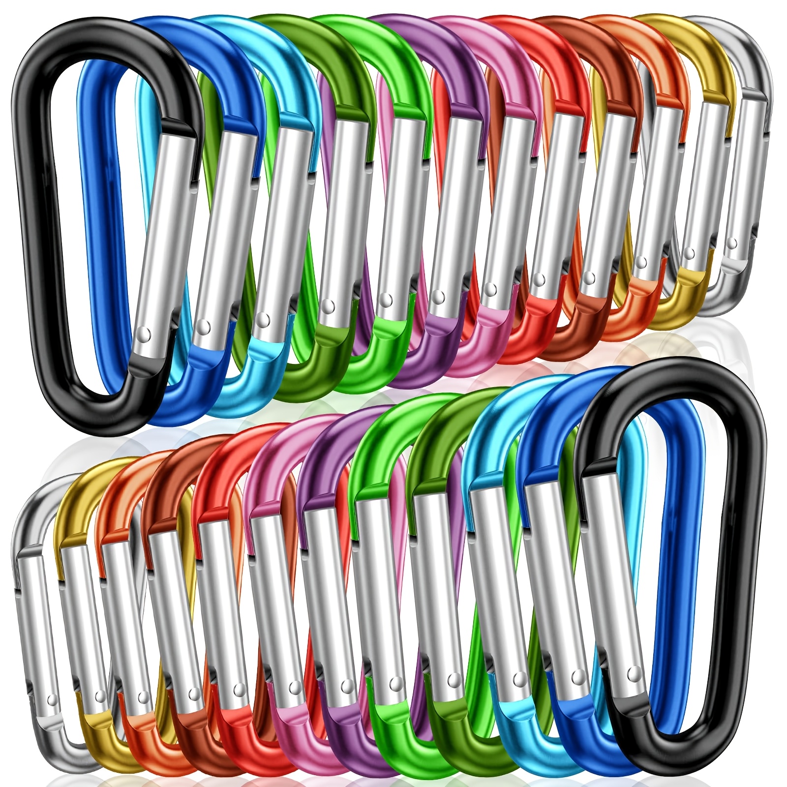 TEMU 24pcs New Aluminum Alloy Keychain Outdoor Spring Water Bottle Hooks Keychain Camping Quickdraws Tool