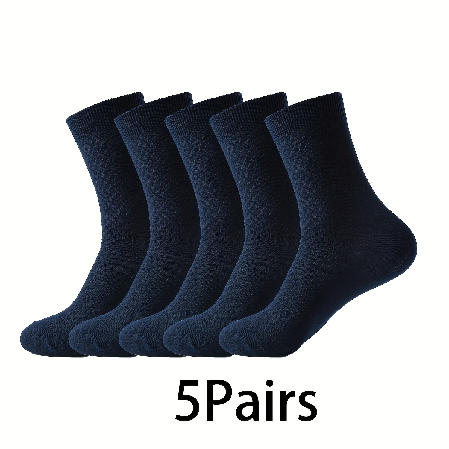 TEMU 5 Pairs Of Solid Color Bamboo Fiber Socks For Men And Women, Business Casual Breathable Mid-calf Socks, Bamboo Fiber Fabric Is Soft And