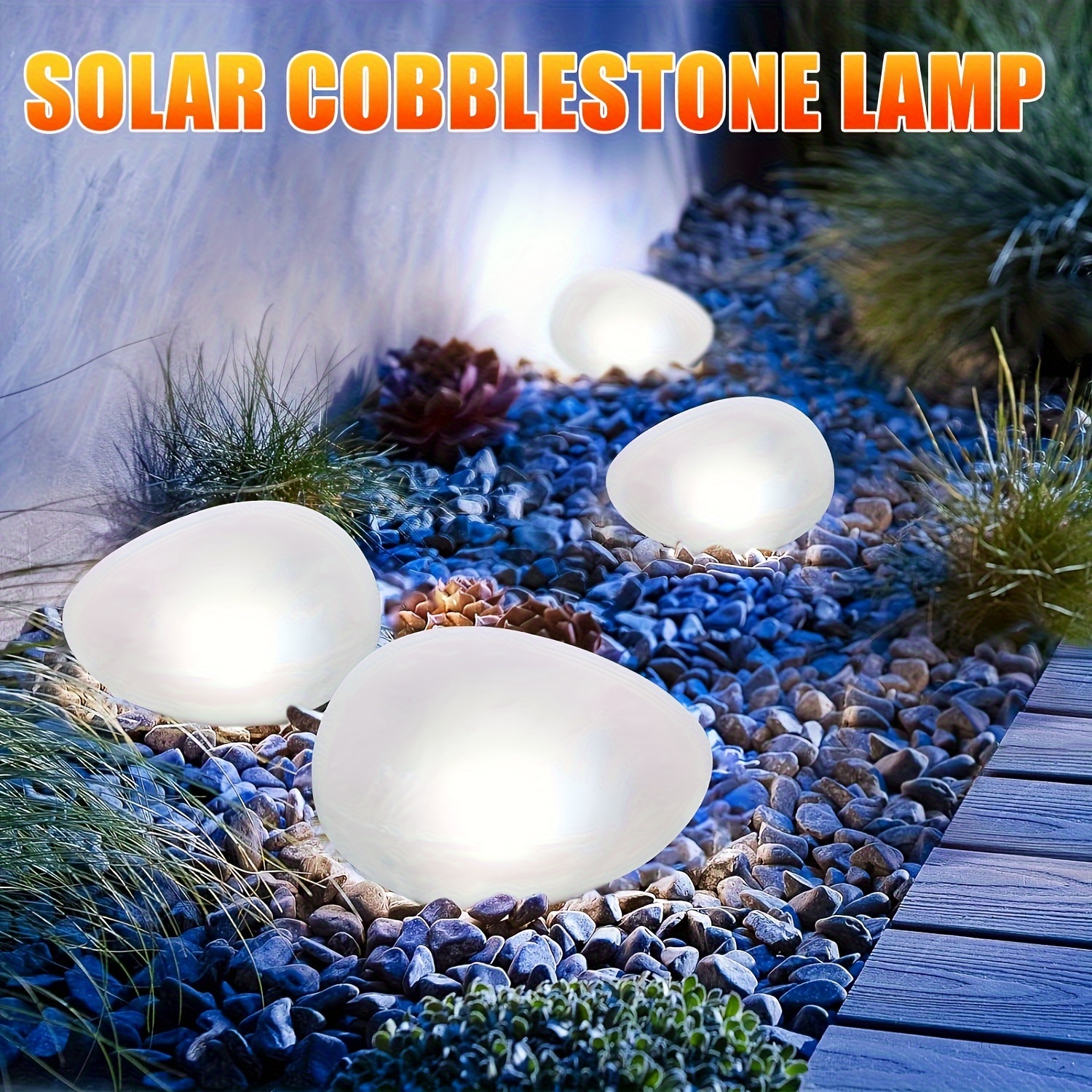 

Solar-powered Pebble Lights With 4 Leds - Perfect For Garden Pathways, Swimming Pools, Weddings & Outdoor Decor