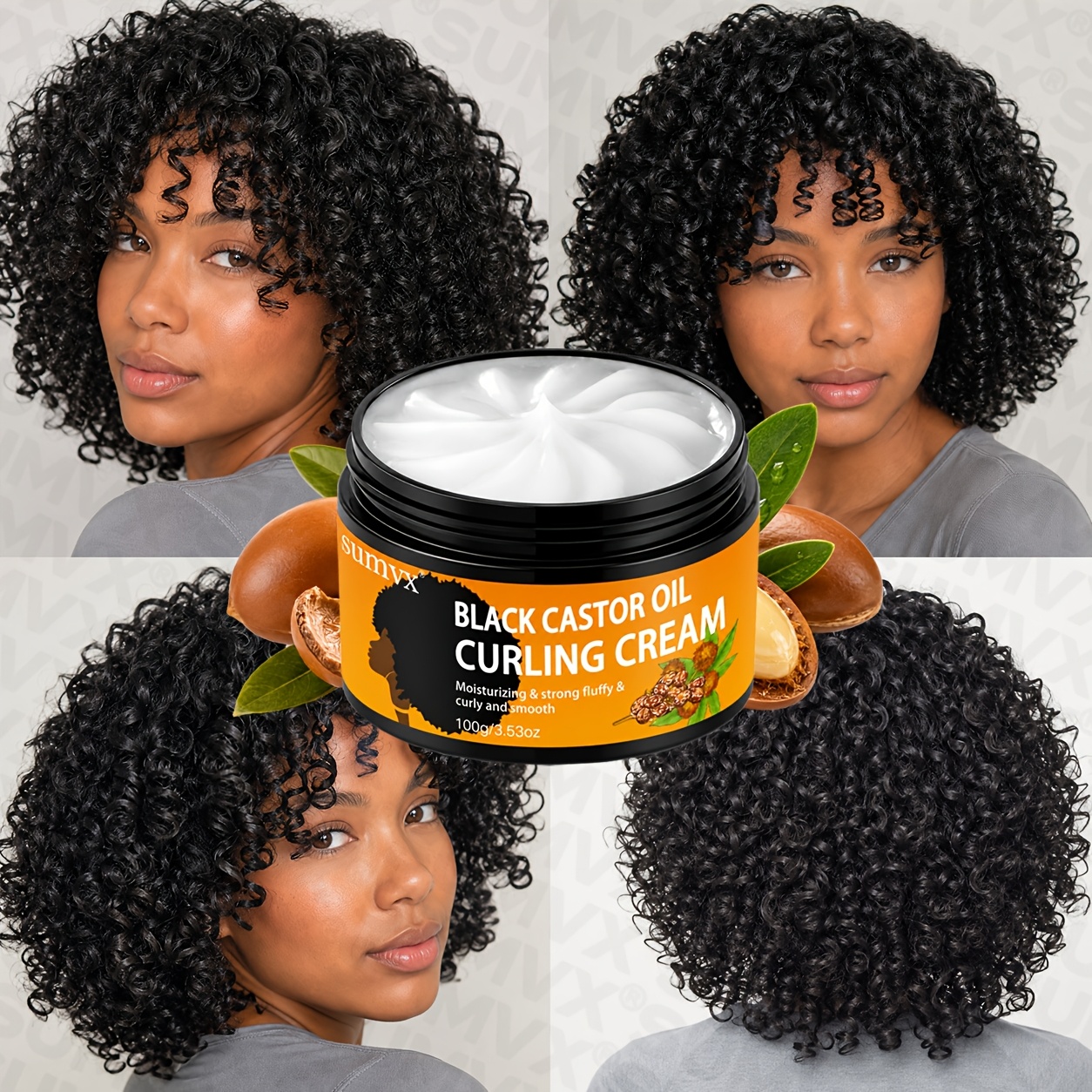Image of 100g Black Castor Oil Cream, Argan Oil - Long-lasting Hair, Keep Moisturized Curls Elastic Styling Conditioner Cream, Suitable For Dry And Curly Hair, Unisex