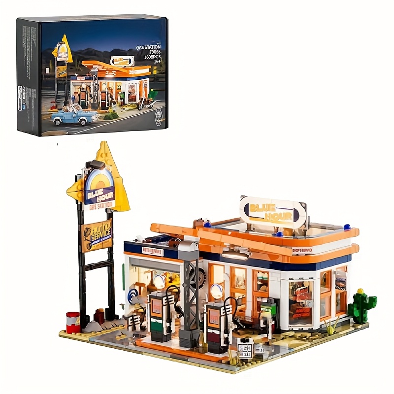 with original box 1608pcs home decoration road   station building block set for friends gift f9065 model block brick for birthdays valentines gift