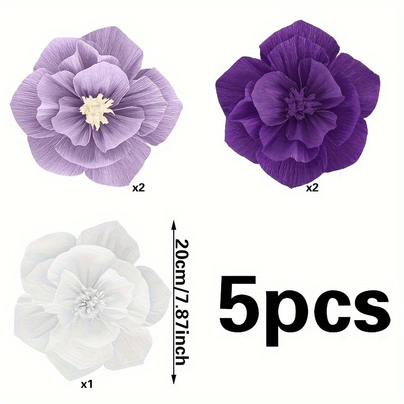 Image of 5pcs Party Decoration Set: Purple And White Origami Flowers For Birthday Parties, Weddings, And Paper Flower Ball Decorations