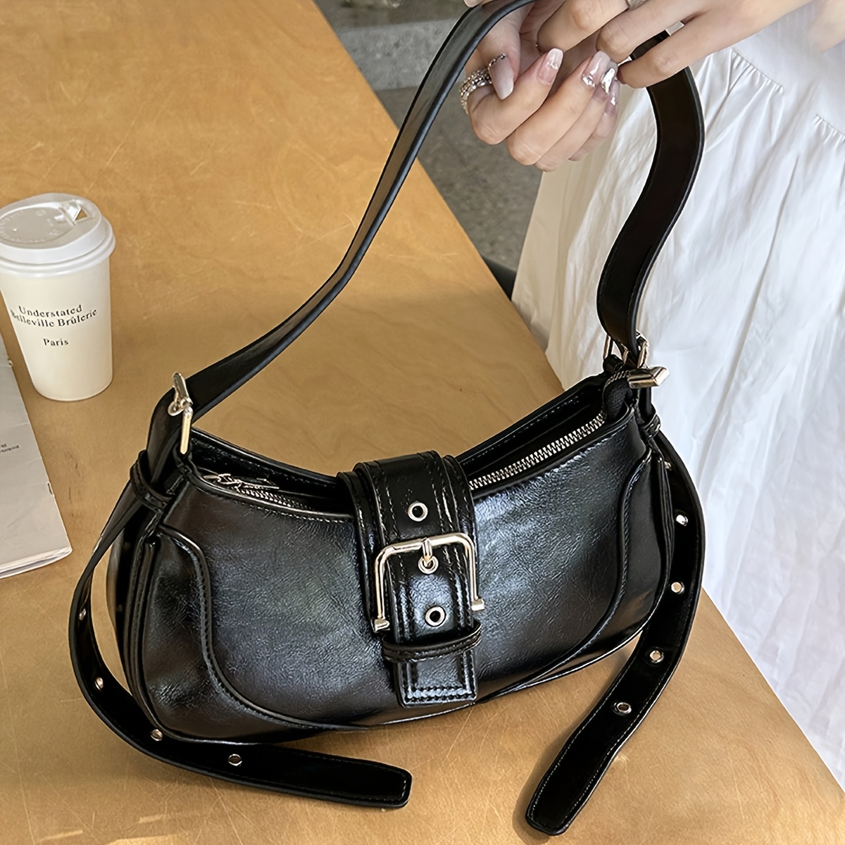 Eine Damen Tasche, Trendige Y2K Baddie Tasche, Motorrad Stil Damen Tasche,  Vielseitige Vintage Kleine Tasche, Süße Und Cool Baddie Unterarm Tasche 