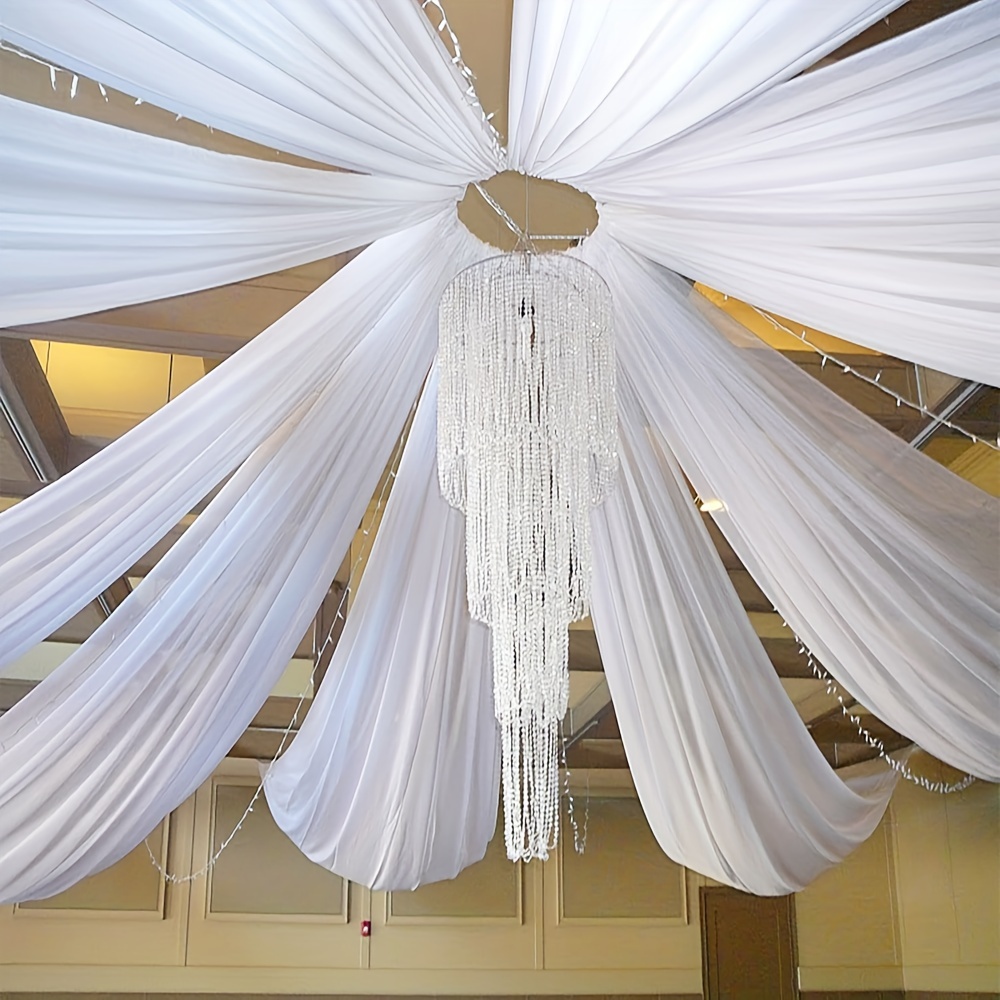 

Elegant White Ceiling Gauze For Outdoor Weddings - Polyester, No Power Needed, Feather-free Party Decor