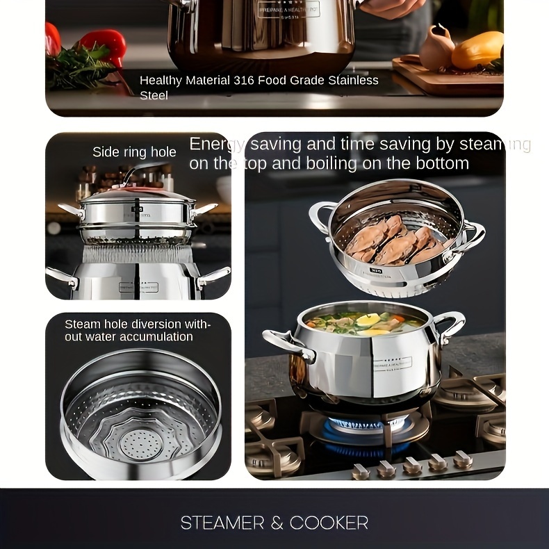 316 three layer steel soup pot induction cooker gas thickened steaming stainless steel bottle pot   pot soup pot details 2