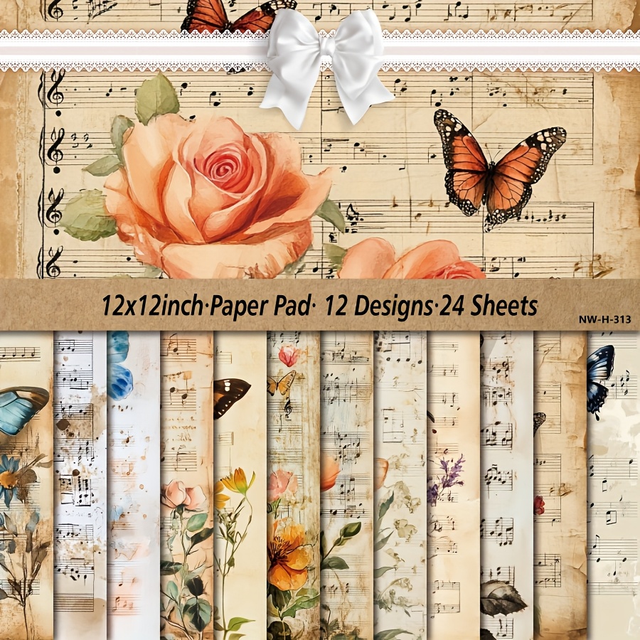 TEMU 12/24 Vellen 12×12", Papierblok, Kunst- en Knutselpatroonpapier voor Scrapbooking, Knutselkarton, DIY Decoratieve Achtergrondkaarten Maken