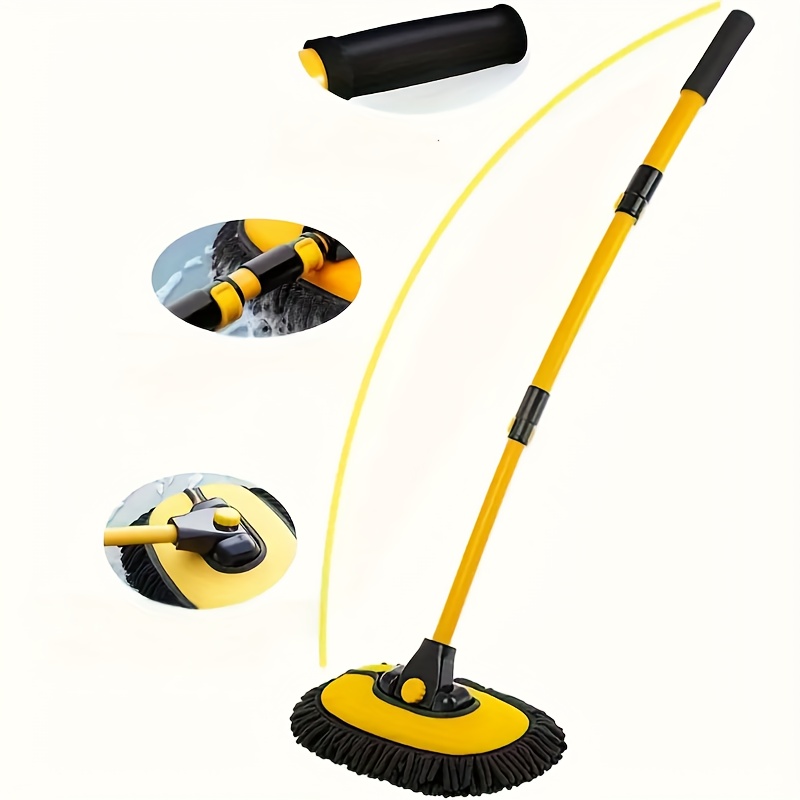 43" Chenille Microfiber Car Wash Brush Kit - 15° Curved Telescopic Aluminum Pole, 43" Aluminum Alloy Long Rod Wash Mop For Cars, Rvs, Trucks & Boats Car Cleaning Brush