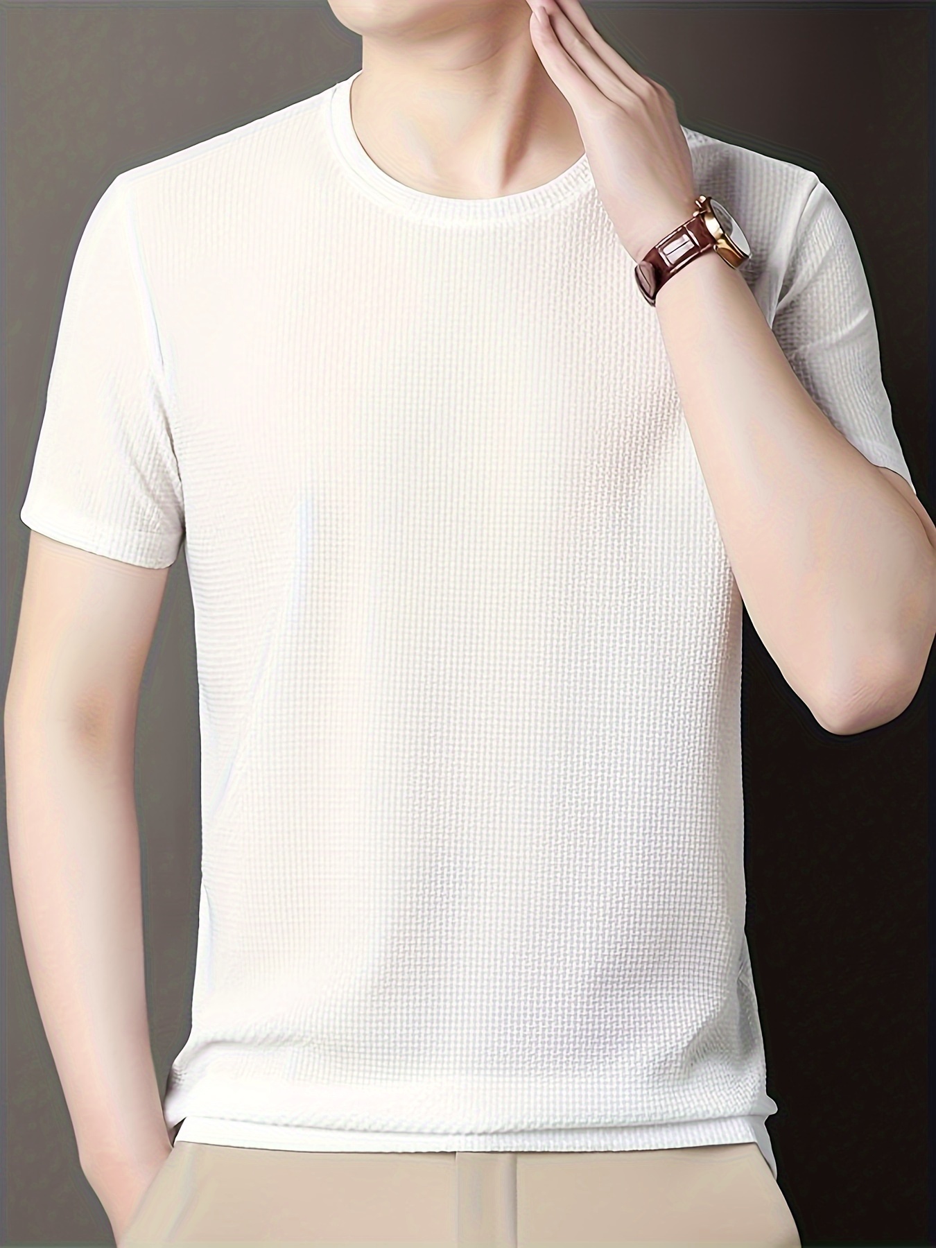 Men's Short Sleeve Soft T-Shirt Casual Solid Color Crew Neck Tee high quality