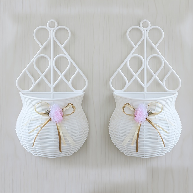 Image of 2pcs Wall Flower Pot Vases For Decor Flower Pots Flower Vases For Centerpieces Wall Flower Vase Flower Basket Planter Round