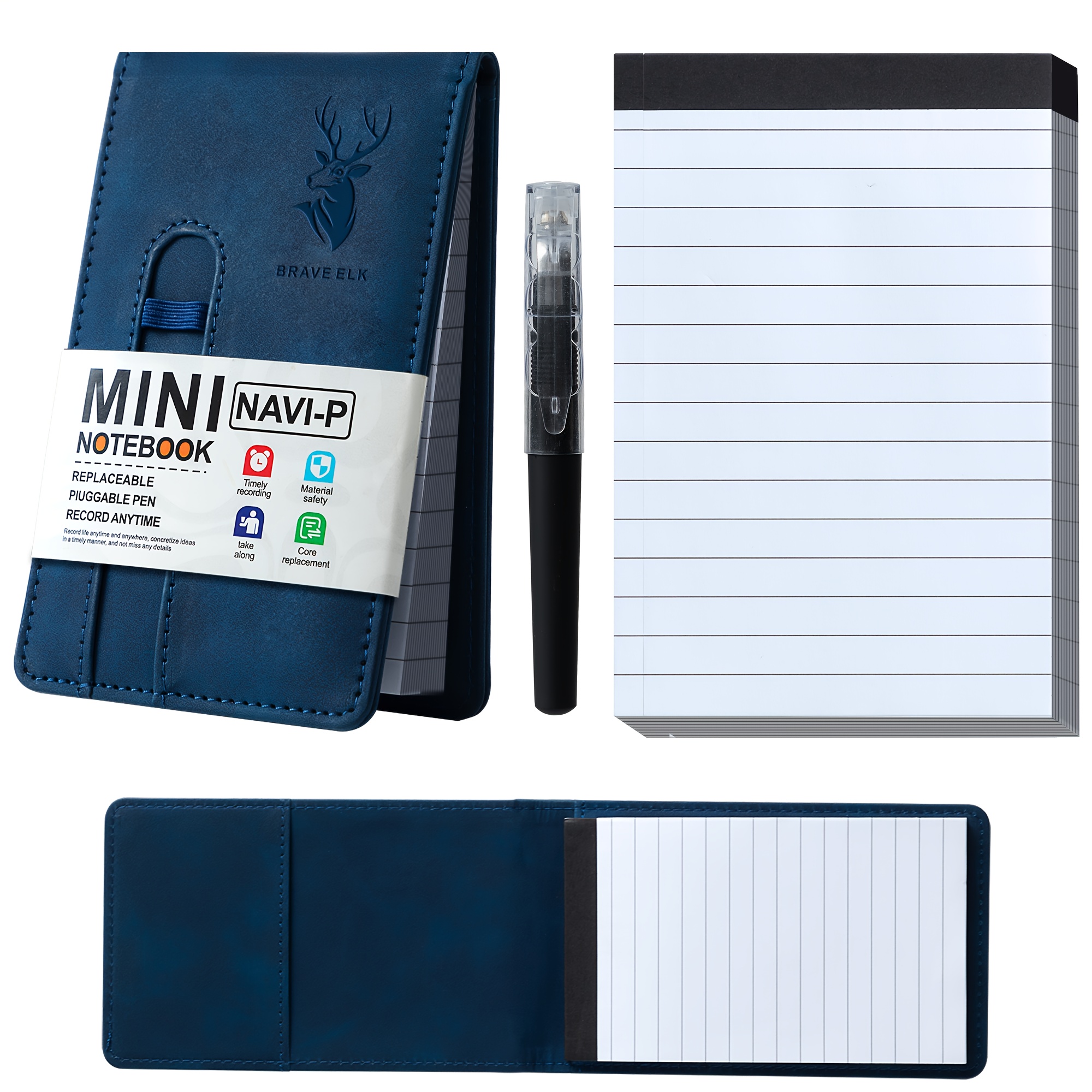 TEMU Taccuino Mini A7, Taccuino Tascabile Portatile, 50 Fogli Sostituibili e 1 Penna , Multifunzionale e Pratico, per Appunti di Riunioni, Appunti ,