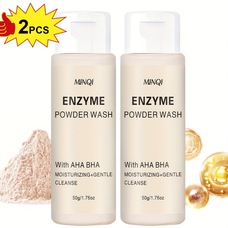 Image of 2-pack Enzyme Cleansing Powder, Containing Aha And Bha, Moisturizing And Gentle Facial Cleansing, Skin Tone, Alcohol-free, Suitable For Types