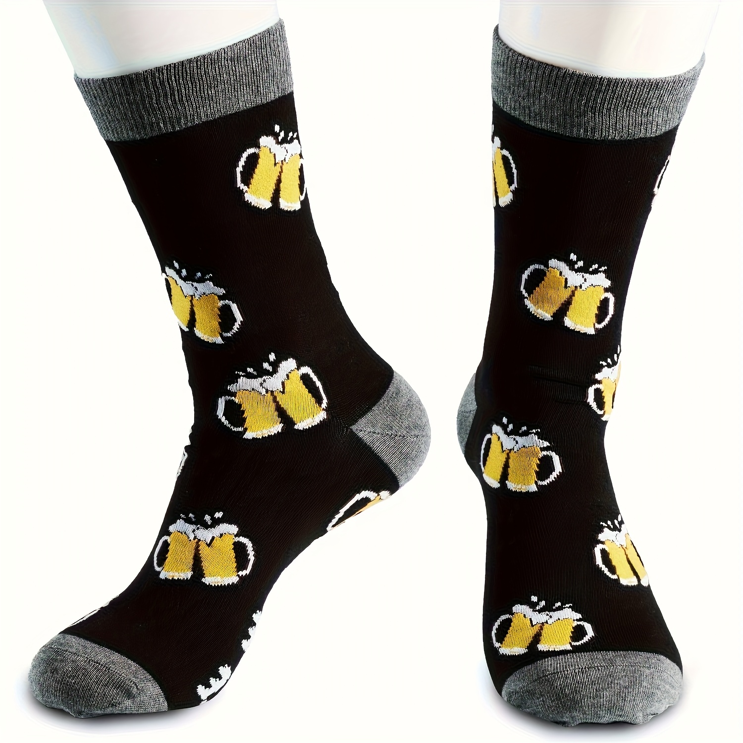 TEMU Comfortable Blend Novelty Socks, German Letters Hosiery Gifts, " See, Me A Beer", Funny Saying Crew Socks, "wenn Du Das Lesen Kannst Mir Ein Bier", Socks For Daily Casual Office Wear