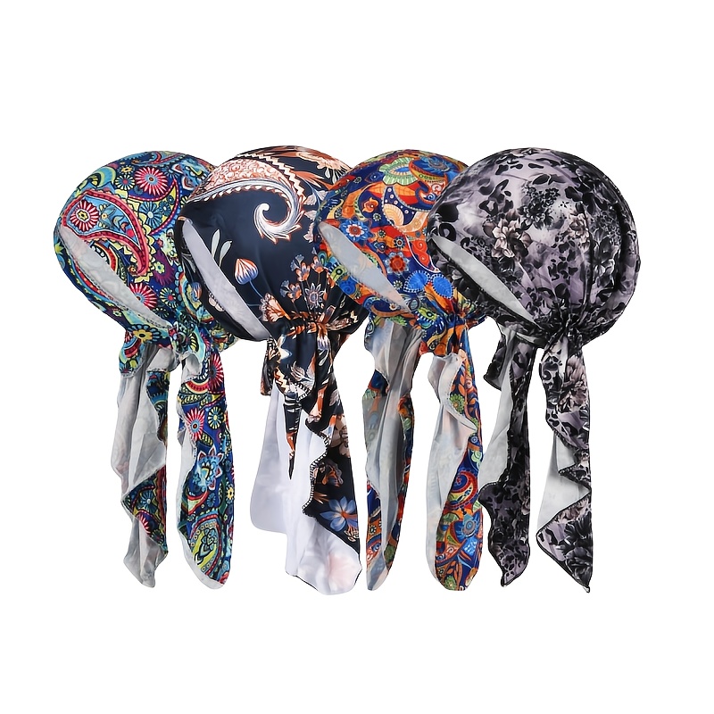 TEMU 4pcs Fashion Beanies, Chemo Caps, Beach Hats, Pirate Hats, Performance Hats, Long Braid Hats, Makeup Hats, Outdoor Decorative Hats, Dustproof