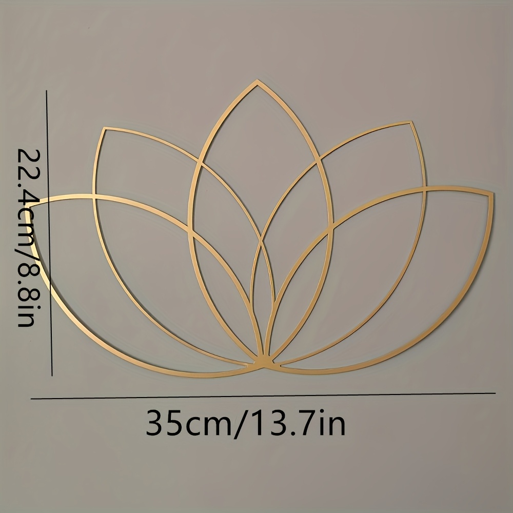Image of 2d Flat, Fashionable Golden For Lotus Wall Decor. Metal Wall Art. For Lotus Decoration. Modern Living Room Decor. Bedside Decor. Wall Sculpture, Home Decoration, Perfect For Room Decor