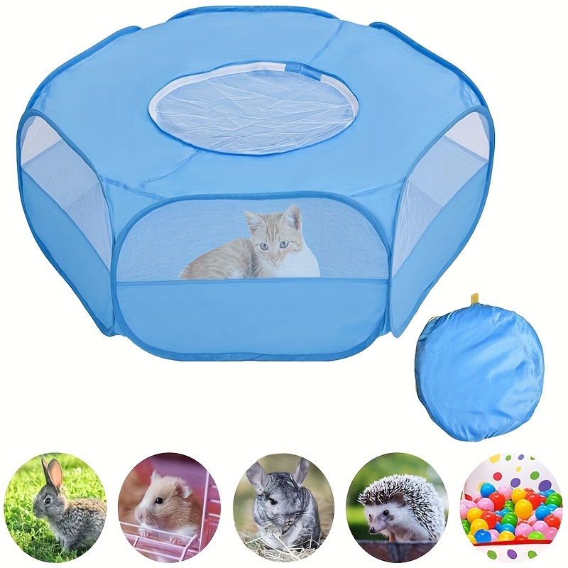 Image of 1pc Fence With Cover And Side, Foldable Breathable Small Pets Cage Tent, Portable Outdoor Sports Playpen