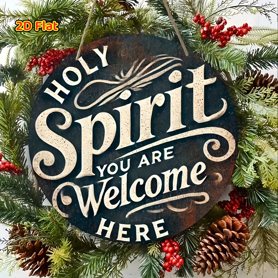 TEMU 1pc Classic Wooden Welcome Sign ", You Are " - Round Wall Hanging Decoration With Rope, Suitable For Home, Porch, Cottage - Versatile English