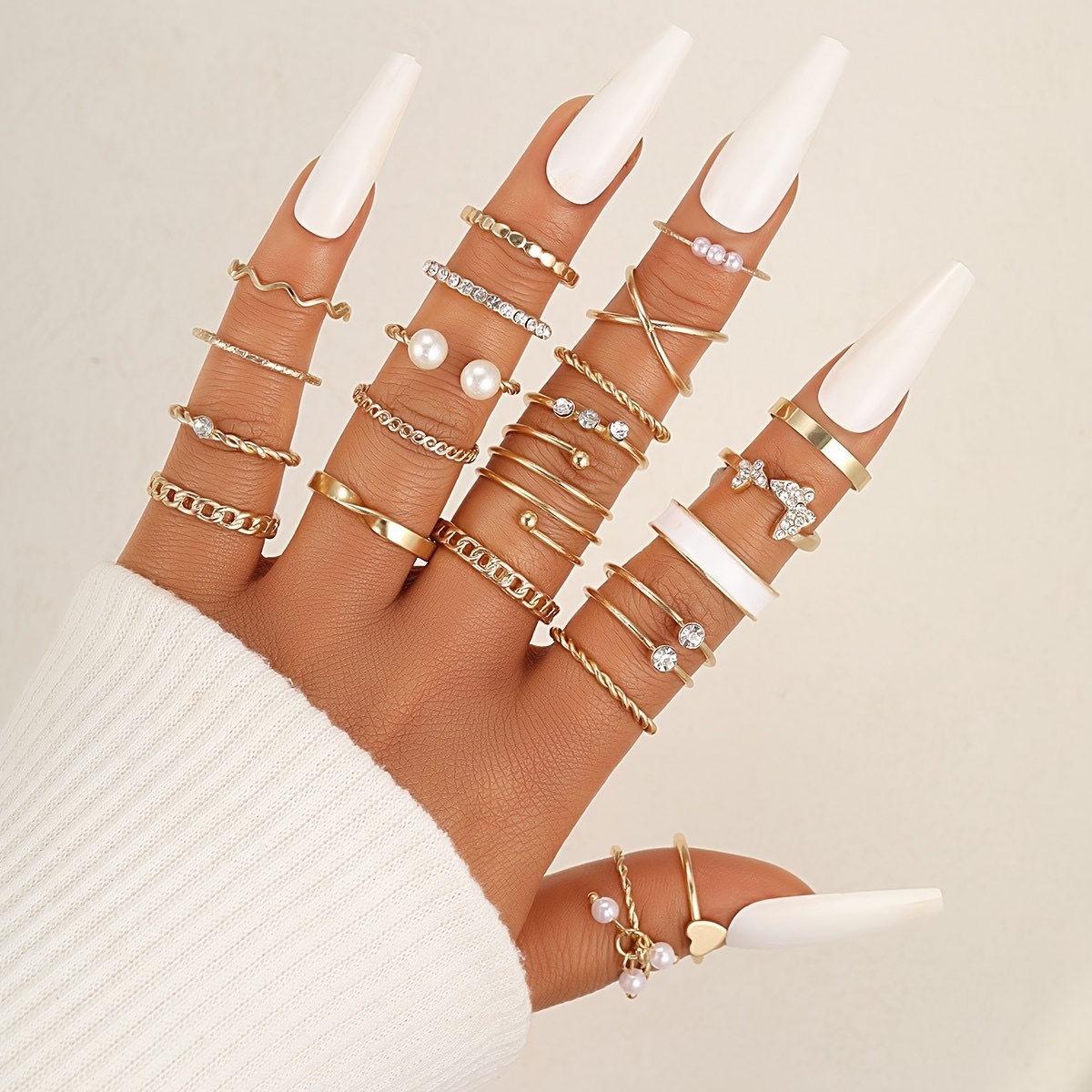 

22 Pieces Girls Hot Butterfly Love Vintage Bohemian Open Multi-joint Rings Ladies Fashion Temperament Rings Girls Popular Rings