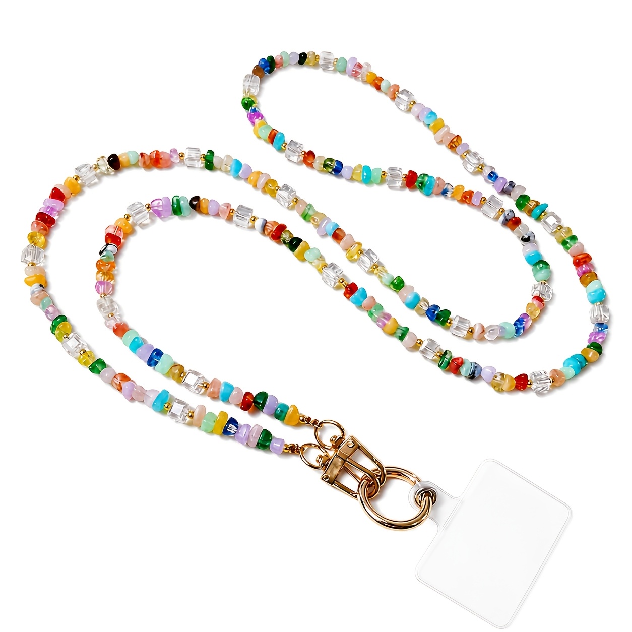 TEMU Dopamine Handmade Diy Beaded Long Crossbody Phone Lanyard With Universal Phone Tether Tab, Anti-lost Phone Strap For Cell Phone, Ccd Camera,