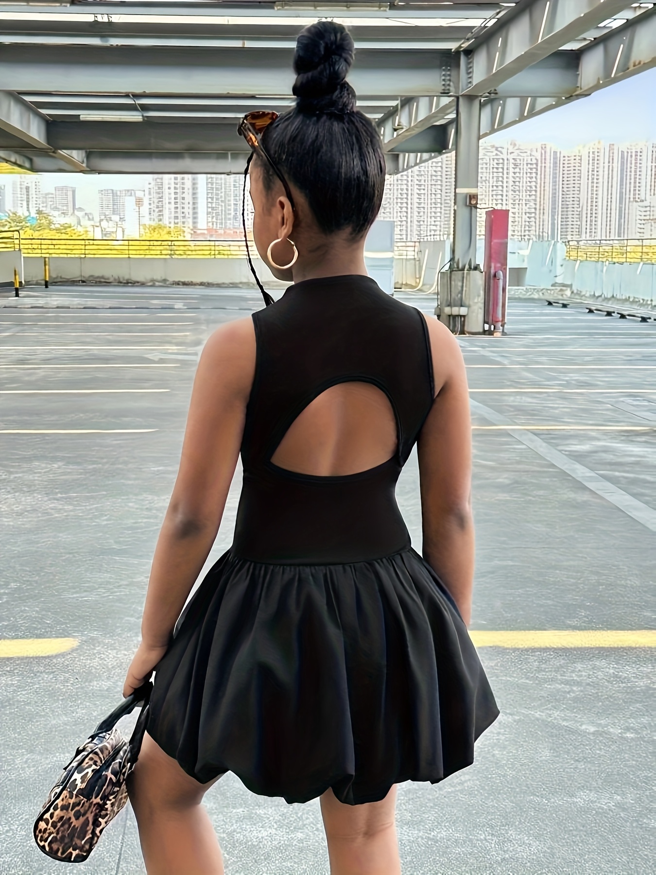 girls casual comfortable sleeveless solid black mini dress - Temu United  Arab Emirates