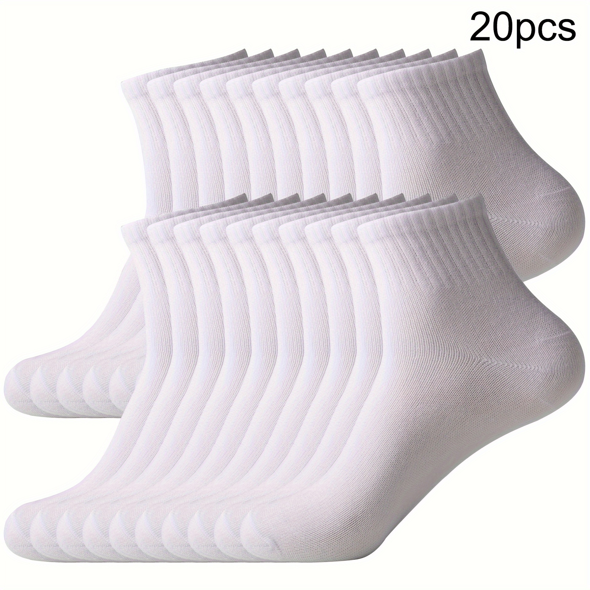 TEMU Pack Of 20 Pairs Men's Socks, Mid-calf Sports Socks