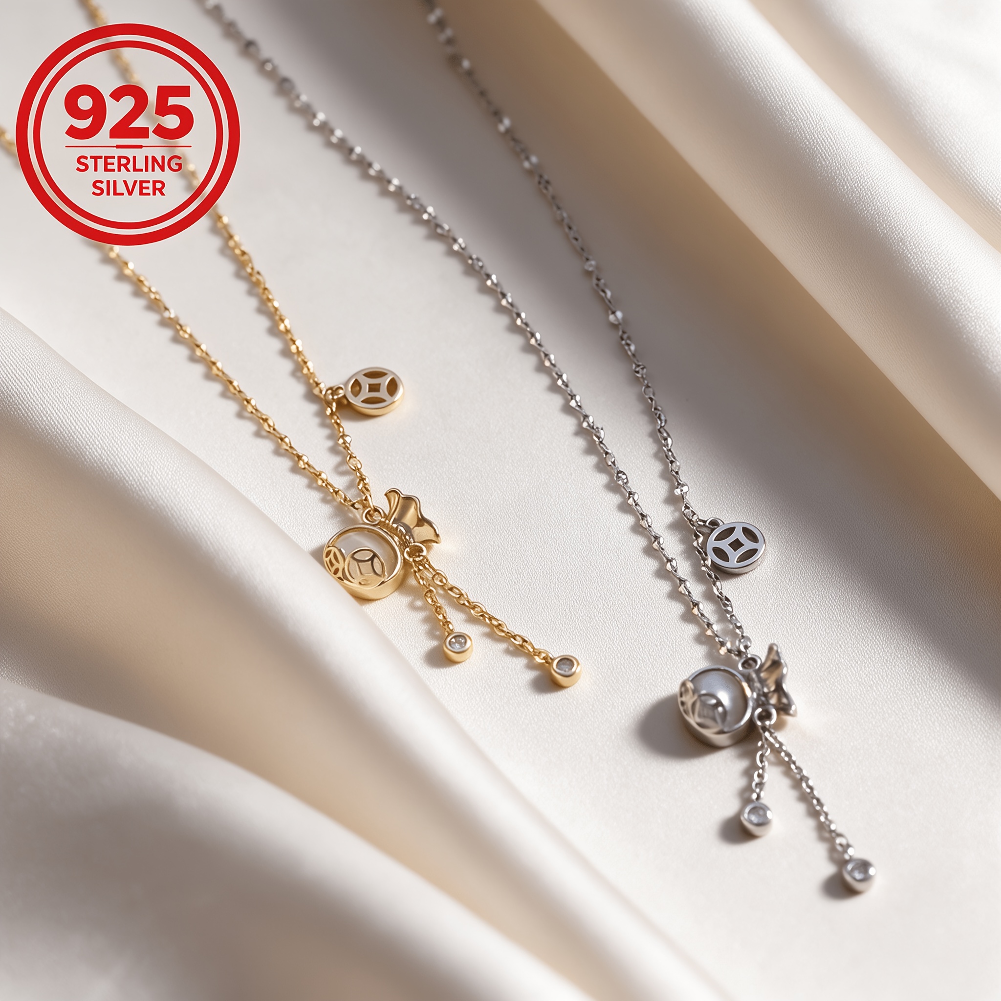 Women's 925 Silver Low-Allergy Tassel Necklace, Light Luxury Gift