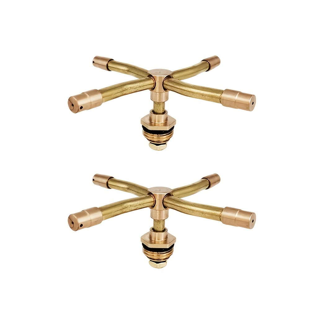 Image of 2pcs Sprinkler, 2/3/4 Arm Automatic Rotary Brass Sprayer, 360 Degree Rotation Irrigation System Sprinkler Head, Water Sprayer For Garden Yard Lawns