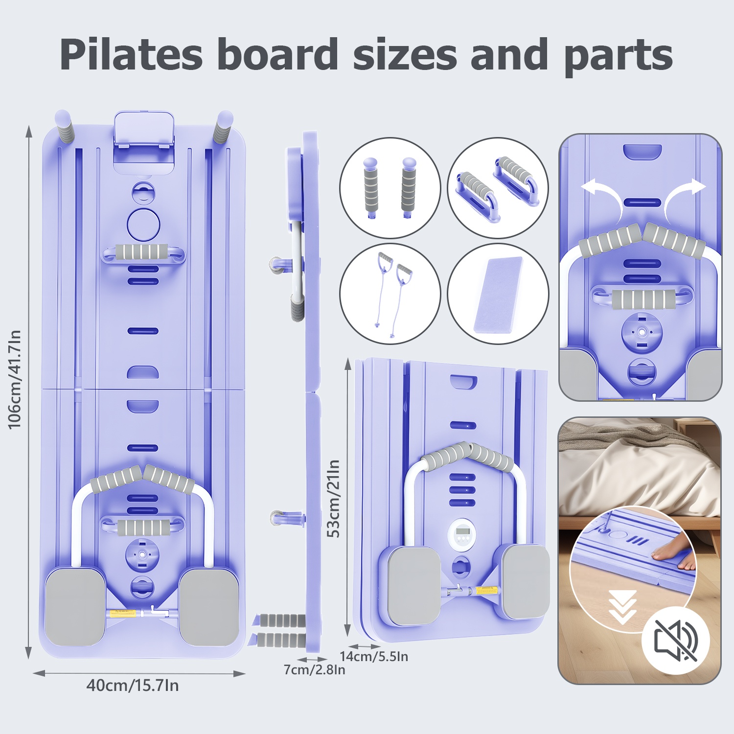 Zložljiva večnamenska pilates deska, prenosna deska za vadbo na prostem za celotno telo, trening jedra, ravnotežje, domača telovadnica, park,