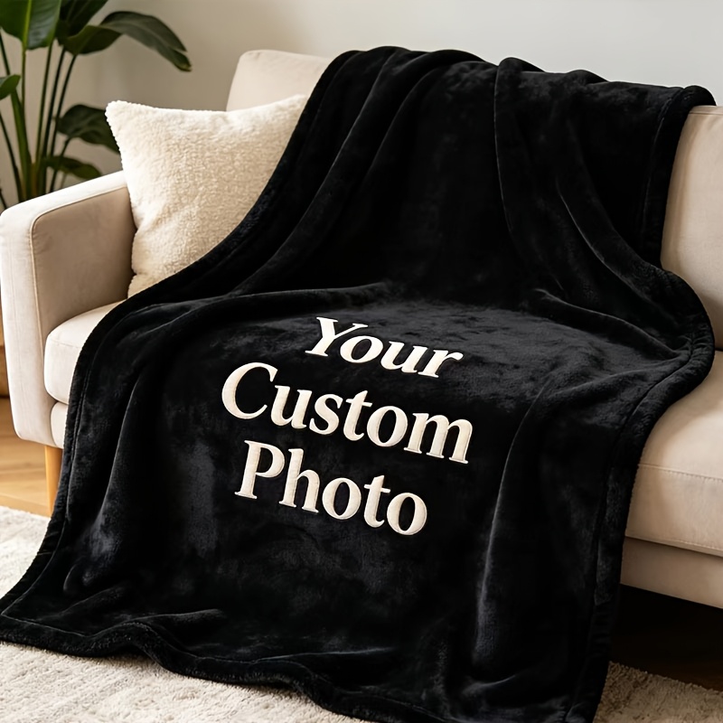TEMU 1pc Personalized Custom Blanket, Customizable With Photos And Text, Personalized Photo Blanket Featuring Photos Of Yourself And , Soft And