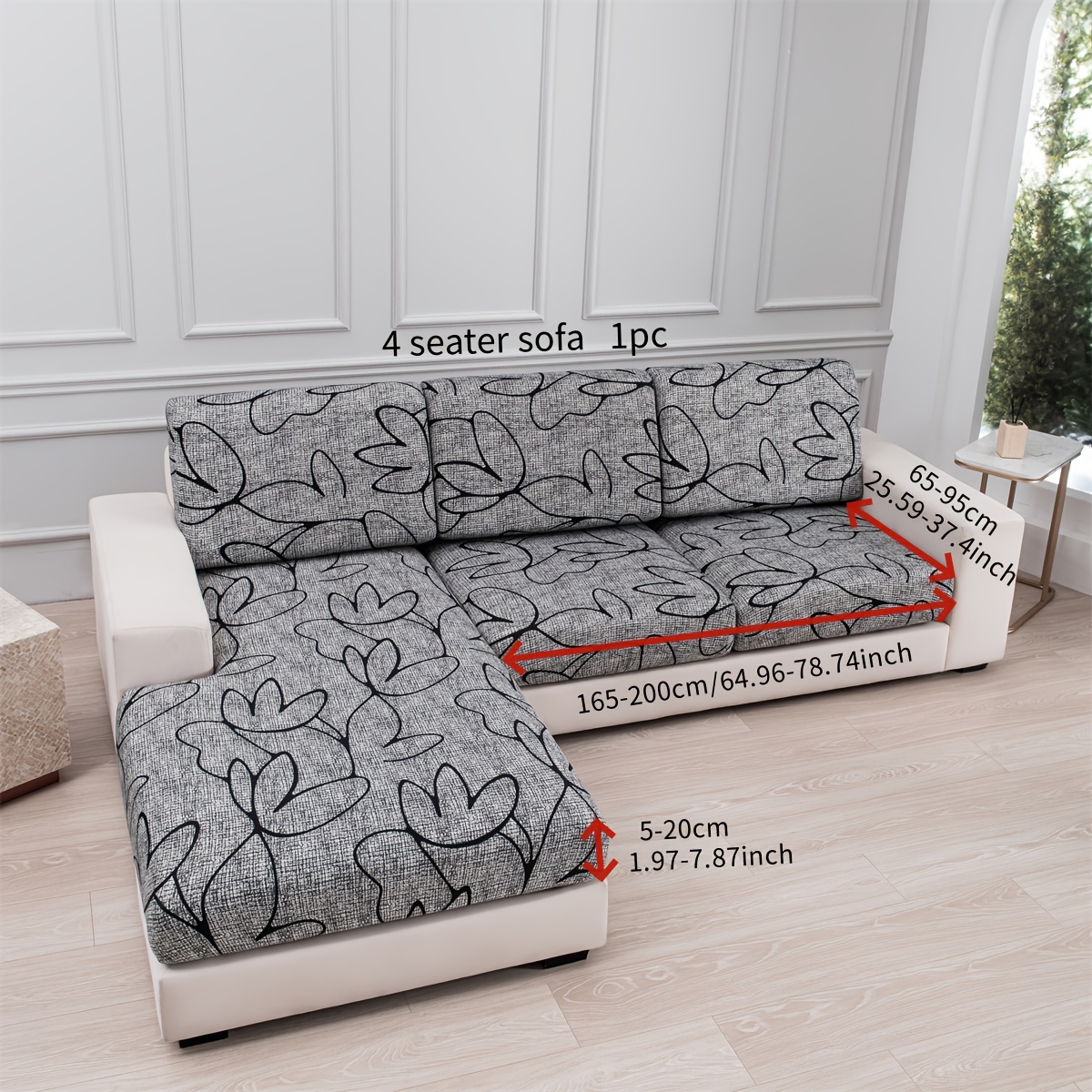 E-shop Tierfreundlicher Sofabezug, maschinenwaschbar, tierfreundlicher Faserstoff, bedruckter Sofabezug - Elastischer Band-Sofaschutz in Einteiliger