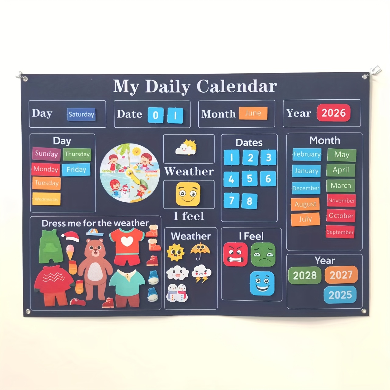   daily calendar essential preschool classroom tool     with week chart for   blue pvc educational toy 0